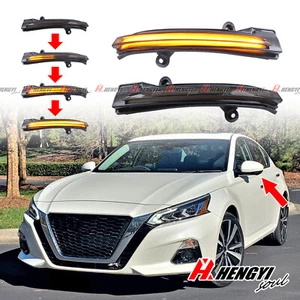 For Nissan Altima 2019-2023 Smoked LED Sequential Side Mirror Turn Signal Lights - Picture 1 of 8
