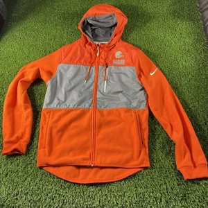 Cleveland Browns Nike Therma Fit Jacket Mens Small Hoodie Fleece Zip Orange - Picture 1 of 18