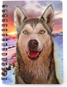 Siberian Husky 3D Notizbuch, Sonnenuntergang Hintergrund, tolles Geburtstagsgeschenk - Bild 1 von 8