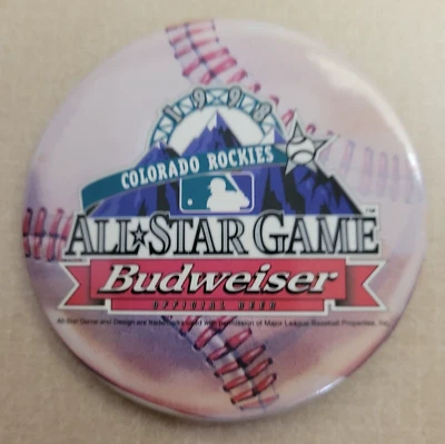 1998 All-Star Game Budweiser Colorado Rockies 3" button - Image 1 of 3