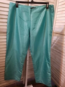 Ashley Stewart Womens Pants Size 24 Green Wide Leg Side Zip Soft Lightweight - Picture 1 of 9