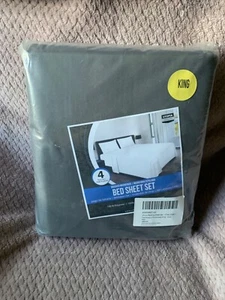 Utopia Bettwäsche Set 4-teilig King Laken Set Gebürstet Mikrofaser-Dunkelgrau-Brandneu - Bild 1 von 1