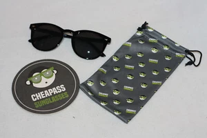 Cheapass Sonnenbrille Rund Schwarz UV-400 Graue Linsen Nerd Retro Damen Herren - Bild 1 von 3