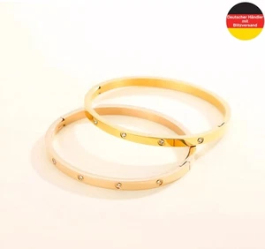 Damen Armband Armreif Modeschmuck aus Edelstahl Silber Gold Rosé Zirkonia Steine - Bild 1 von 13