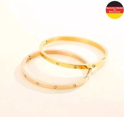 Damen Armband Armreif Modeschmuck aus Edelstahl Silber Gold Rosé Zirkonia Steine - Bild 1 von 4