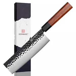 Cuchillo Nakiri japonés de 7 pulgadas KEEMAKE cuchillo de corte de acero inoxidable de alto carbono - Imagen 1 de 6