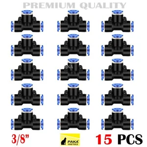 15 x Tubo conector neumático Tee Union OD 3/8" 10mm tubo instantáneo empuje en el aire - Imagen 1 de 3