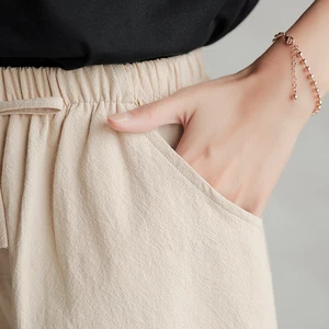 Woman's Summer Loose Linen Cotton Linen Large Student Sports Casual Shorts - Picture 1 of 51