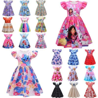 Cartoon Printed Girls Princess Dress Birthday Party Tutu Skirt Summer Holiday - image 1 of 3