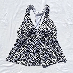 Lands' End Tankini Swimsuit Top Womens 6 Black White Polka Dot - Picture 1 of 5