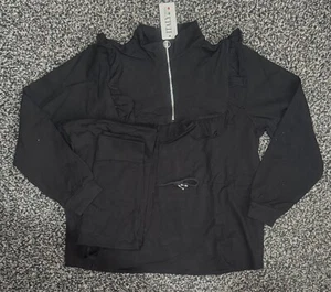 Tuta da donna donna tuta loungewear zip plissettata arricciata orlo peplo jogging set - Foto 1 di 1