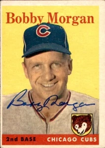 Tarjeta de béisbol firmada autografiada por Bobby Morgan 1958 Topps # 144 de los Chicago Cubs - Imagen 1 de 2