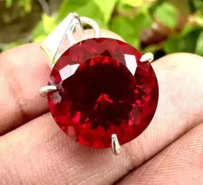 Certificato Naturale Rosso Rubino Rotondo 22.5 KT Loose Gemma 925 Tinta Argento - Immagine 1 di 4