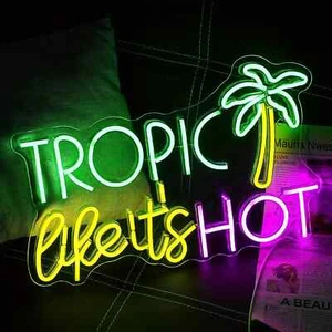 Tropic Like it's Hot Neon Light - LED Palm Sign - Pub Home Cocktail Club etc - Picture 1 of 6