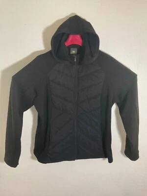 Chaqueta activa Tek Gear para mujer 1X negra con capucha cremallera completa con frente acolchado Foto 1 de 3