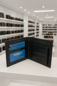 MEN's WALLET BLACK GENUINE LEATHER BUS PASS ID LIMITED EDITION ATM CARDS CASH - Picture 1 of 2