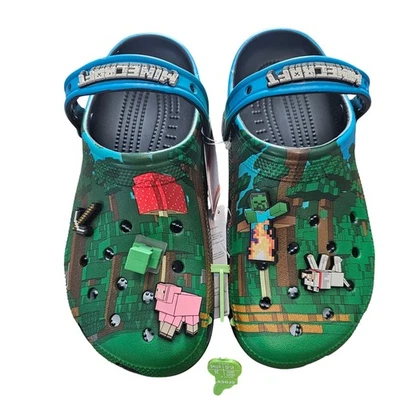 Crocs Minecraft классический сабо женщин размер 10 зеленый Creeper зомби свинья собаки новый - Изображение 1 из 4