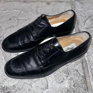 Near Mint Mezlan Spain Black Leather Apron Split-Toe Dress Shoes 9 D Mens - Picture 1 of 11