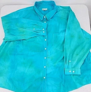 AVA & VIV Damenbluse Übergröße 4X Knopfleiste Procion Ice Tie Dyed Upcycling - Bild 1 von 22