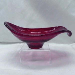Viking Glass Epic Ruby Red Oval Bon Bon #1458 Console Bowl 10" Oblong Dish MCM - Picture 1 of 13
