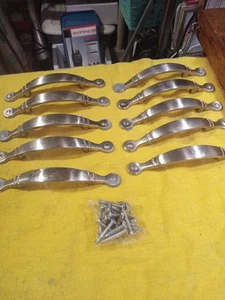 Set Of 10 Large Chrome Door Handles Pulls Hardware  3" With Screws - Picture 1 of 6