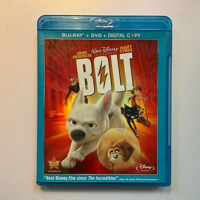 Bolt Blu-ray 2009 Disney Animated Movie John Travolta Miley Cyrus VG oh Foto 1 de 4