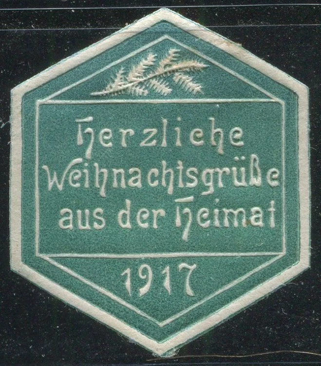 Germany WWI 1917 Christmas Seal Herzliche Weihnachtsgrüsse aus der Heimat Green - Image 1 of 1
