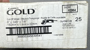 Carbo Goldcut Metal Cut-Off Wheels 6”x.045”x7/8” Carborundum - Picture 1 of 2