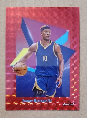 2024-25 Topps Finest #54 Jimmy Butler Red Geo Refractor #'d 10/10 (Uni # Match) - Image 1 of 2