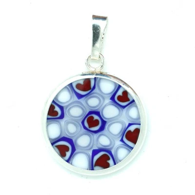 Murano Glas Anhänger Millefiori 18mm Blau Rot Grün Multi Venice Italienisches - Bild 1 von 4