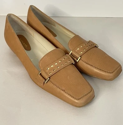 Mocasines de cuero italianos para mujer Amalfi by Rangoni 9 detalles dorados tostados Foto 1 de 4