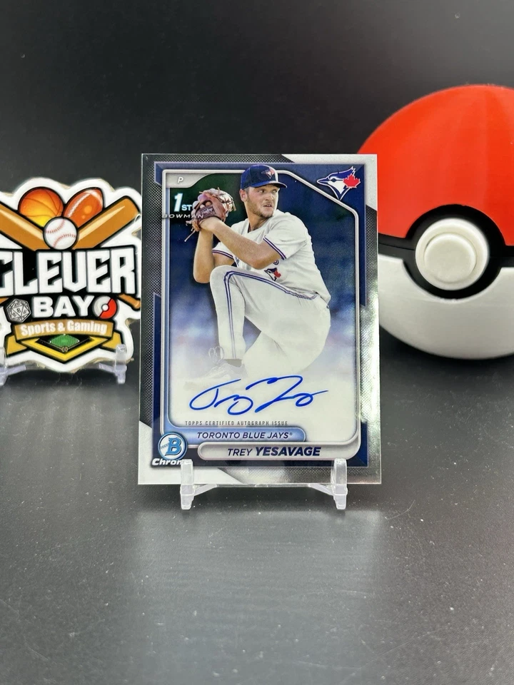 Trey Yesavage 2024 Bowman Draft Trey Chrome 1st Auto Blue Jays (CBMH) - Image 1 of 2