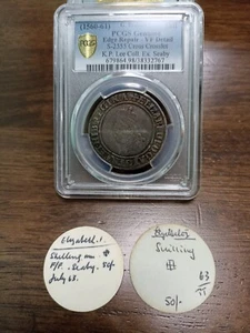 Pedigree:Ex Seaby +Tickets 1560 Elizabeth I Shilling and PCGS & Ex NGC VF Detail - Picture 1 of 10