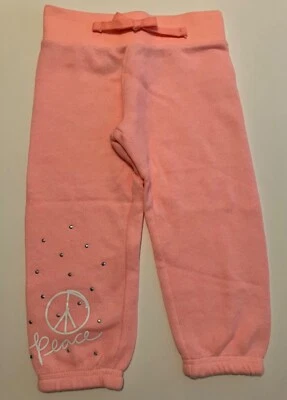 Cherokee Capri Sweatpants Girl’s Size S 6/6X Peach Peace Sign - Image 1 of 4