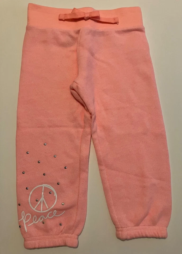 Pantalones deportivos Cherokee Capri para niña talla S 6/6X signo de paz melocotón Foto 1 de 4