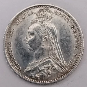 1887 VICTORIA SILVER SIXPENCE  ( .925 Silver )  British 6d Coin.   24 - Picture 1 of 4