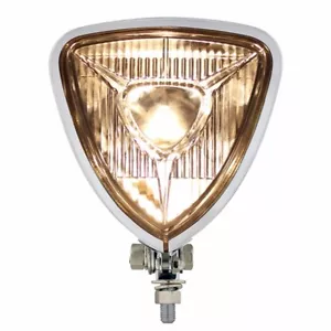 Vintage Style Triangle Headlight with Flat Chrome Housing - Picture 1 of 4