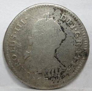 PERU Colonial 1 Real 1774 LME MJ Lima Charles Spain Silver Pillars Carlos #A36 - Picture 1 of 6