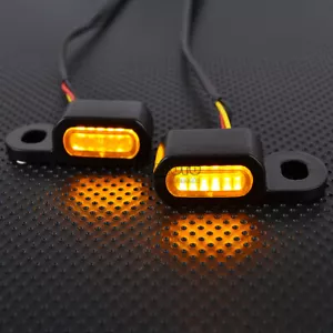 Black Mini Motorcycle LED Amber Turn Signals Handlebar Light Indicator - Imagen 1 de 15