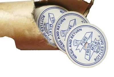 Lote de 10 tapas de botellas de leche fresca pura vintage SIN USAR Sears Roebuck David Bradley Foto 1 de 2