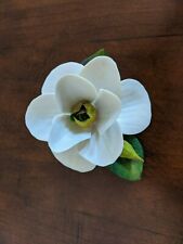 Vintage Capodimonte Porcelain White Magnolia/Rose Flower Signed Figurine Italy 