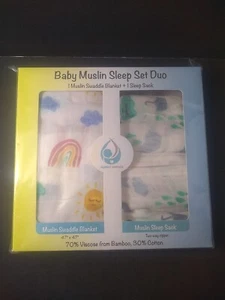 Baby Musselin Schlafset Duo Swaddle Decke + Schlafsack - Bild 1 von 5