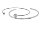 Michael Kors Women's 2-pc Bracelet Set Silver Cuff Bracelets Crystals Mkj4822040