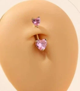 2Ct Heart Cut Lab-Created Diamond Belly Button Navel Ring 14K Yellow Gold Plated - Picture 1 of 7