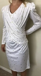 Vintage 90’s White & Gold Dressy Fancy Going-Out Dress 7/8 NEW NOS - Bild 1 von 9