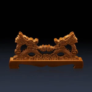 Wood Japanese Samurai Sword Holder Stand Wakizashi Katana Rack Dragon Carved - Picture 1 of 3