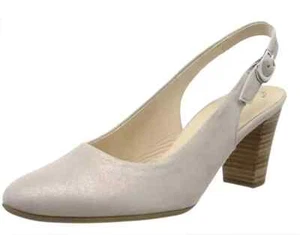 Gabor Womens UK 7.5 G EU 41 Beige Shell Block Heel Slingback Closed Toe Shoes - Picture 1 of 7