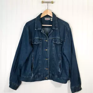 Bill Blass Womens Jean Jacket Blue Waist Length Buttons Pockets Collared XL - Picture 1 of 4