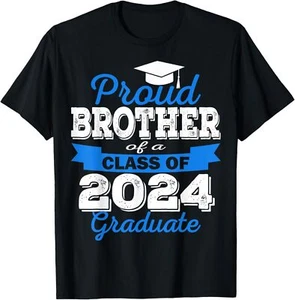 Super Proud Brother of 2024 Graduate Awesome Family T-Shirt Hoodie - Picture 1 of 18
