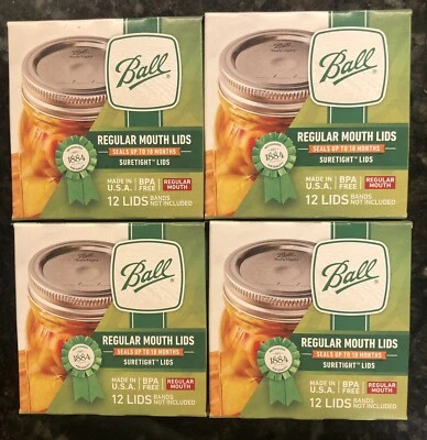 Ball Regular Mouth Canning Lids 4 Boxes Of 12 (48 Lids Total) Brand New BPA Free - Image 1 of 3